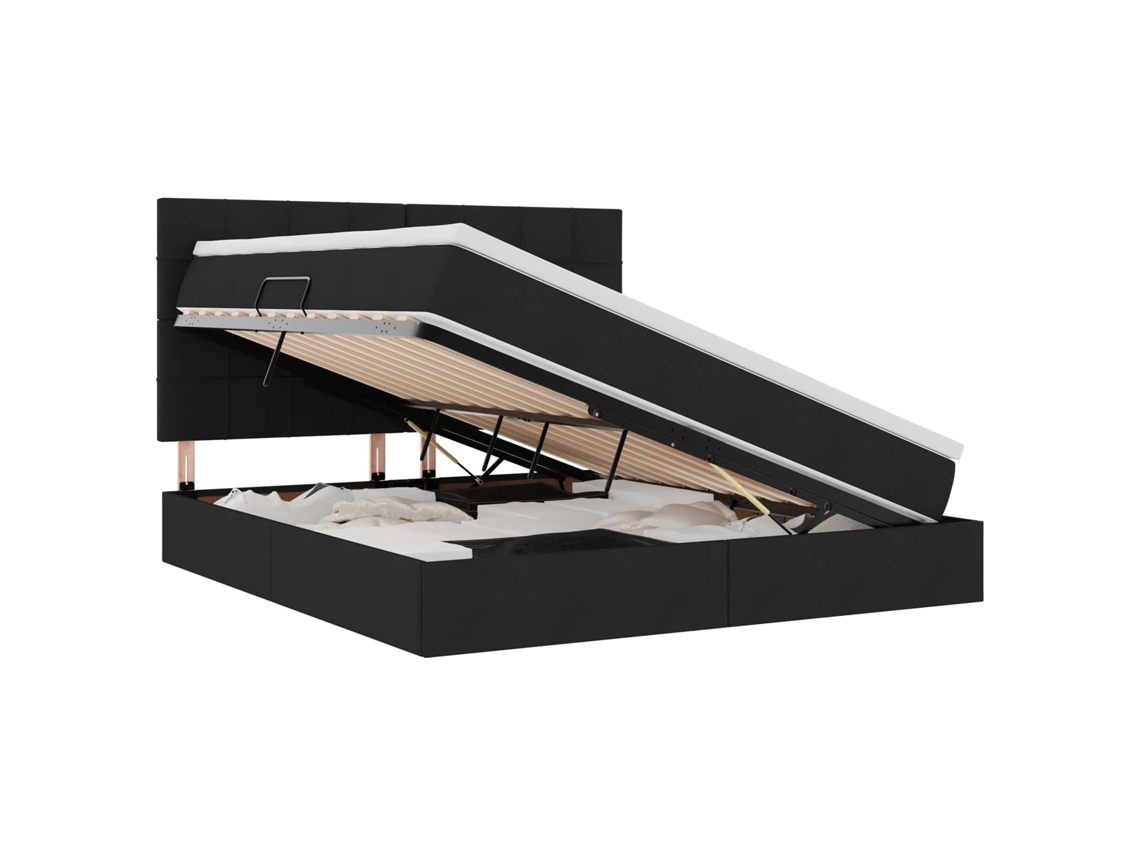 Syfax™ Cama Con Almacenamiento Y Colchón Negro 160 X 200 Cm Poliéster