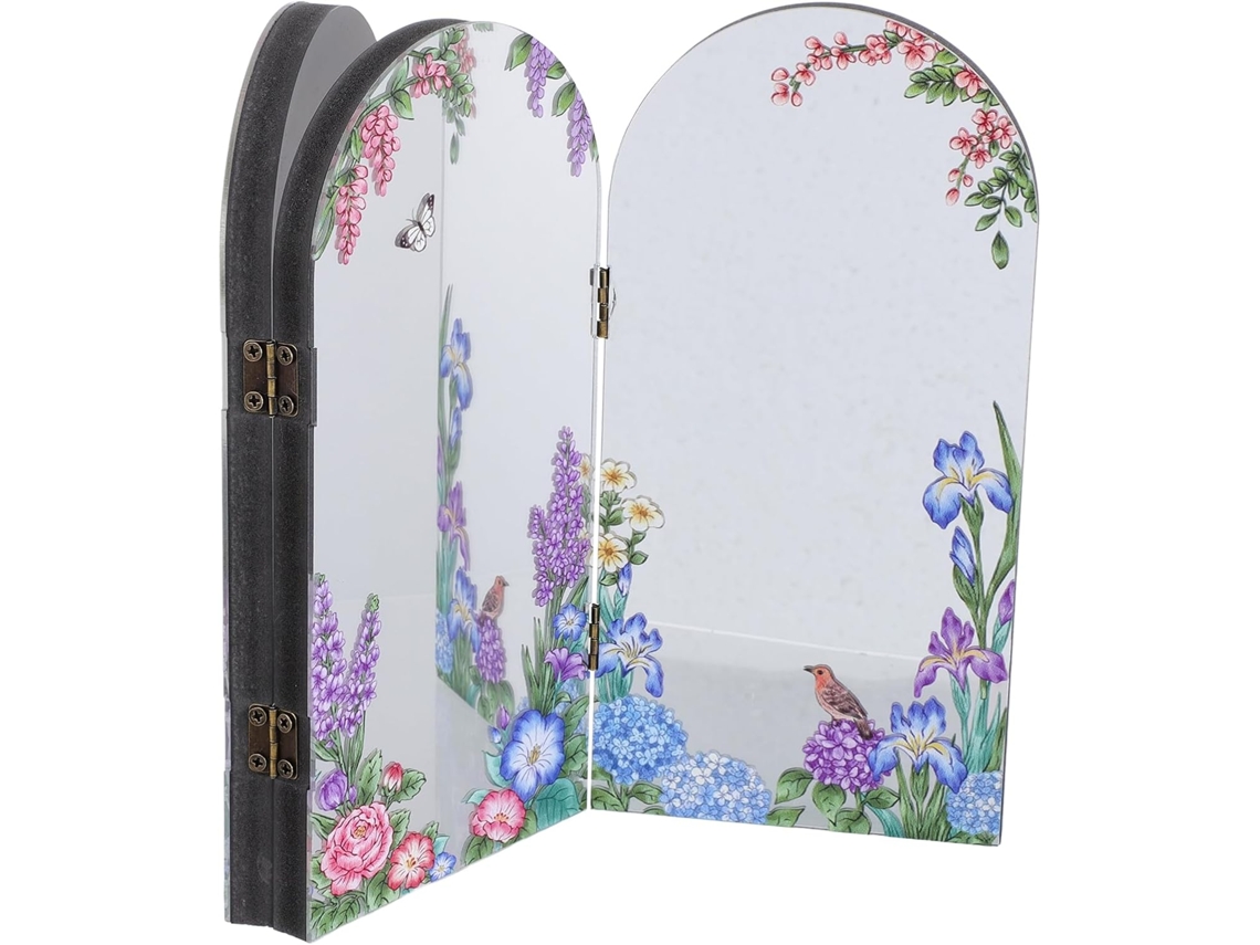 Mini Biombo Plegable Chino De Acrílico Con Espejo, Biombo Decorativo Tradicional Para Escritorio.