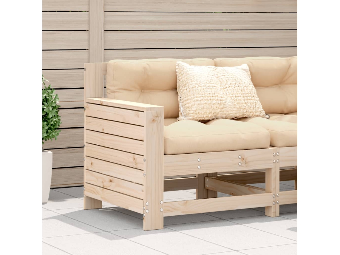 Sofá De Jardín | Sofá De Exterior Con Reposabrazos Madera Maciza Pino 69x62x70,5cm Wsd833112