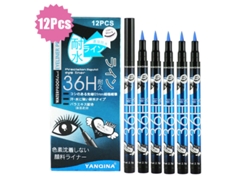 12 piezas/caja delineador de ojos resistente al agua, maquillaje de ojos, lápiz delineador de ojos líquido negro, maquillaje, cosméticos, delineadores de ojos secos R EHSTMIND