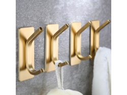 Gancho autoadhesivo dorado para batas, ganchos adhesivos extra fuertes, percha de acero inoxidable resistente (paquete de 4)
