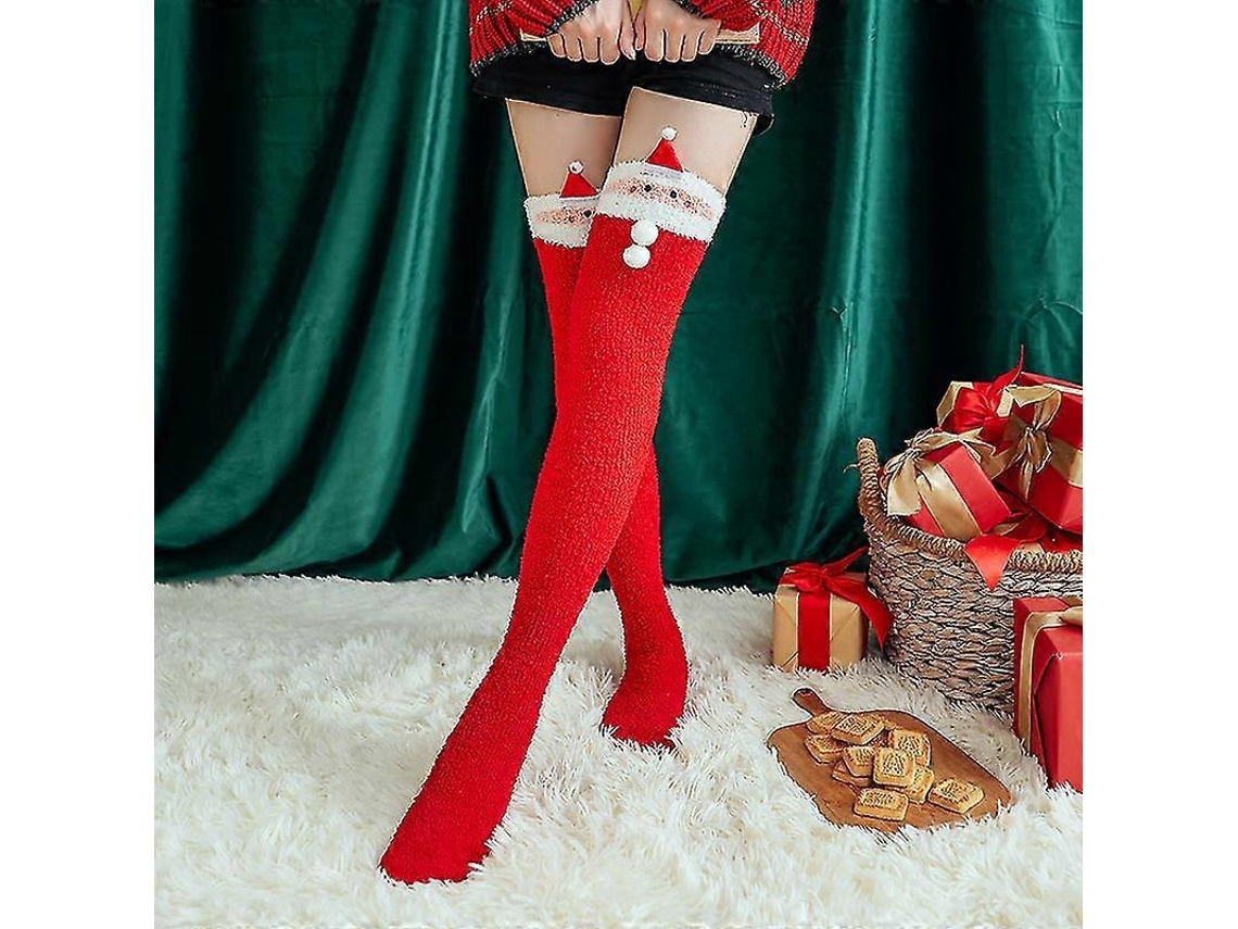 Calcetines suaves de lana coral hasta la rodilla, ideales para el invierno, para niñas y mujeres. Calcetines de rayas con estampados de animales, pelusas y dibujos animados.