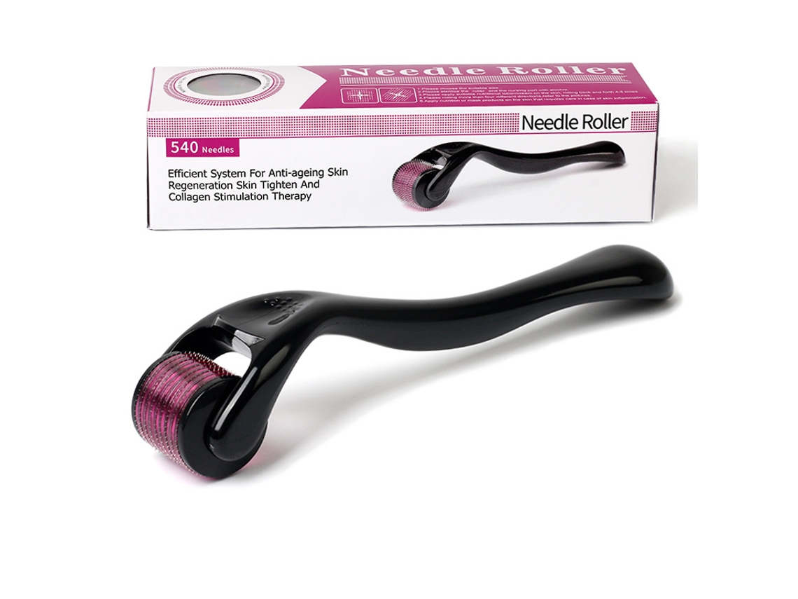 Rodillo de microagujas estéril 540 Beauty, rodillo de microagujas desechable Beauty, mango negro, rueda morada de 0,5 mm Yunzii