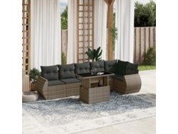 Conjunto de 7 Piezas de Sofás para Jardín con Cojines Mimbre Gris DKD Home Decor