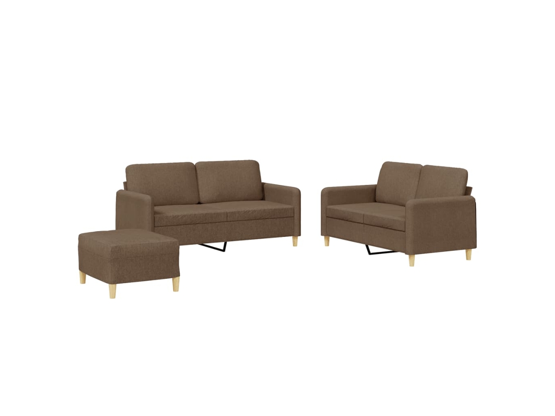 Conjunto 3 de sofás con cojines VIDA XL tela marrón