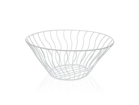 Frutero VERSA Blanco Metal Cerámica Acero 28x11,5x28 cm