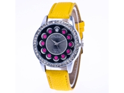 Elegante Reloj De Pulsera De Cuarzo Para Mujer, Correa Informal, Regalo De Moda, Amarillo.