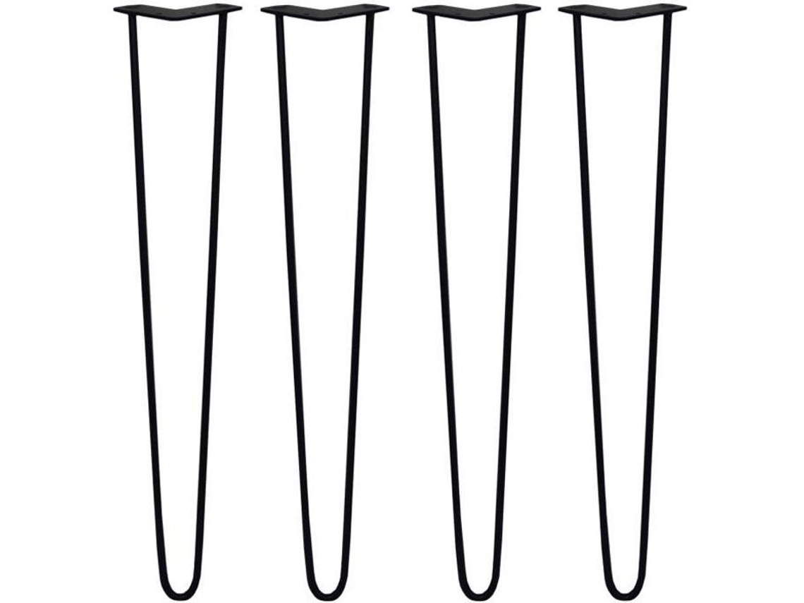 Patas Skiski 4 Patas de Mesa en Gancho de Pelo 71 cm 2 Varillas de Acero Negras Espesor 10 mm
