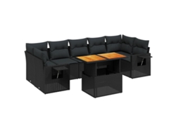 Maison Exclusive - Set De Sofás De Jardín 8 Piezas Y Cojines Ratán Sintético Negro