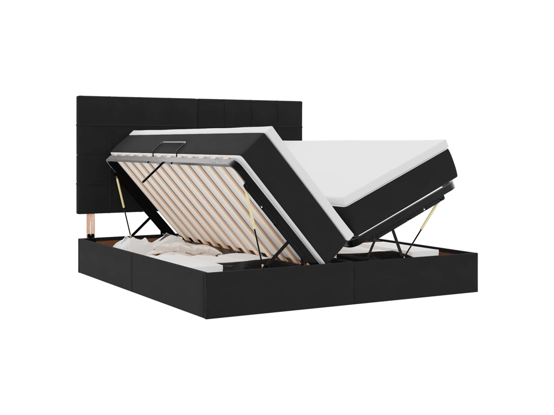 Maison Exclusive - Cama De Almacenamiento Led Con Colchón Negro 200 X 200 Cm
