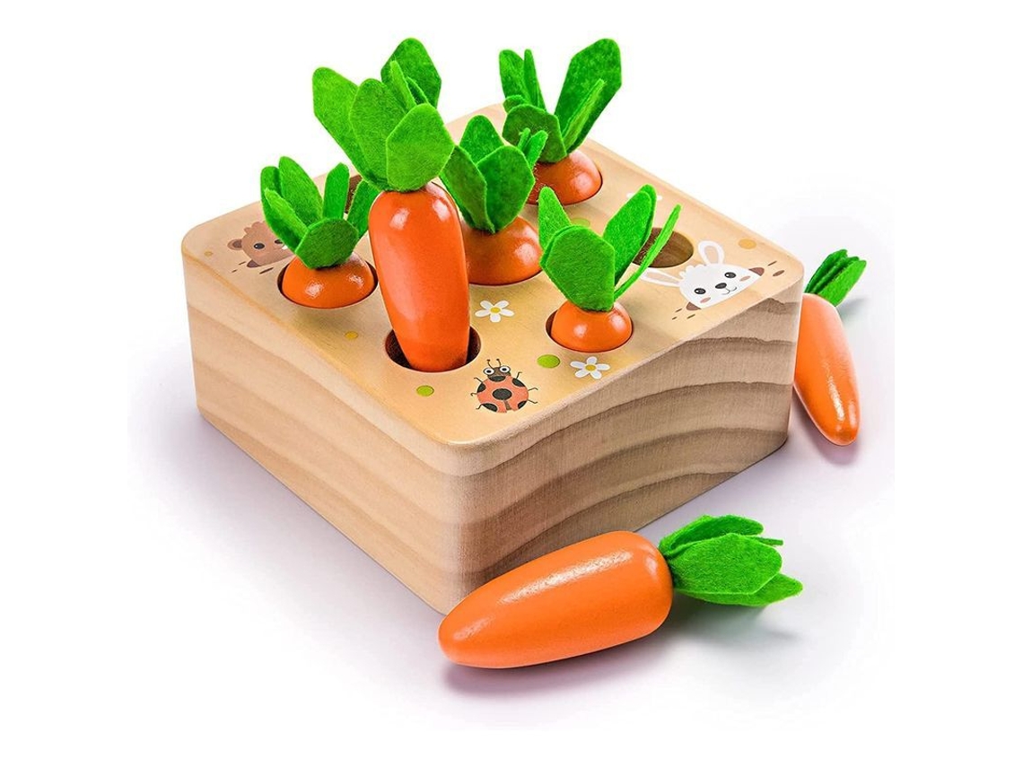 Juguete De Madera Montessori Para Clasificar Zanahorias Por Tamaño Y Contarlas - Regalo Educativo Para Niños De 1 A 3 Años.