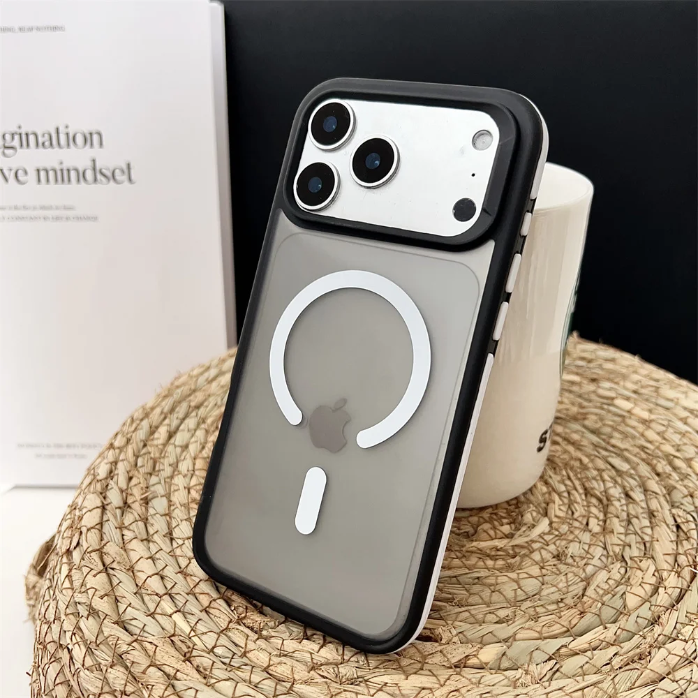 (iphone 17, Blanco) Funda Magnética Mate A Prueba De Golpes Para Iphone, Compatible Con Carga Inalámbrica Magsafe.