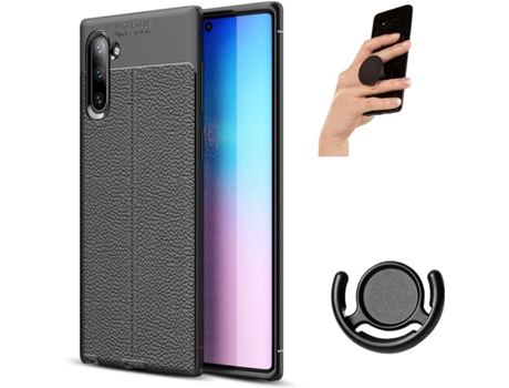 Carcasa, Popsocket y Soporte Samsung Note 10 Rugged Leather Negro