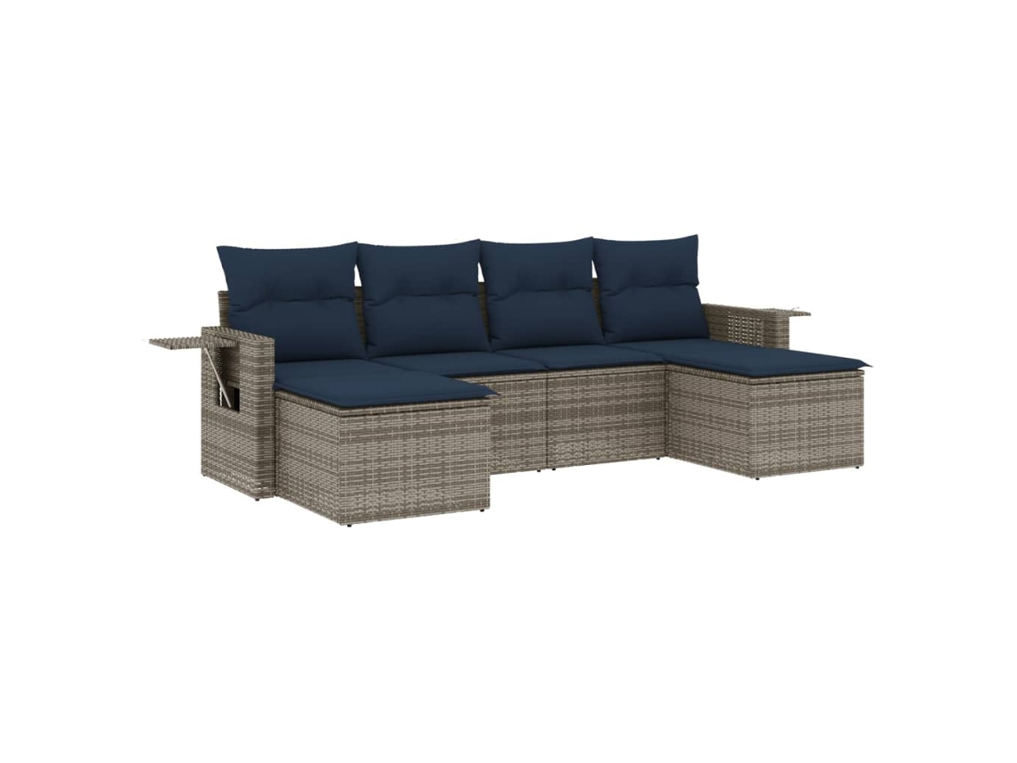 Maison Exclusive - Conjunto De Sofá De Jardín De 6 Piezas Con Cojines, Poliratán Gris