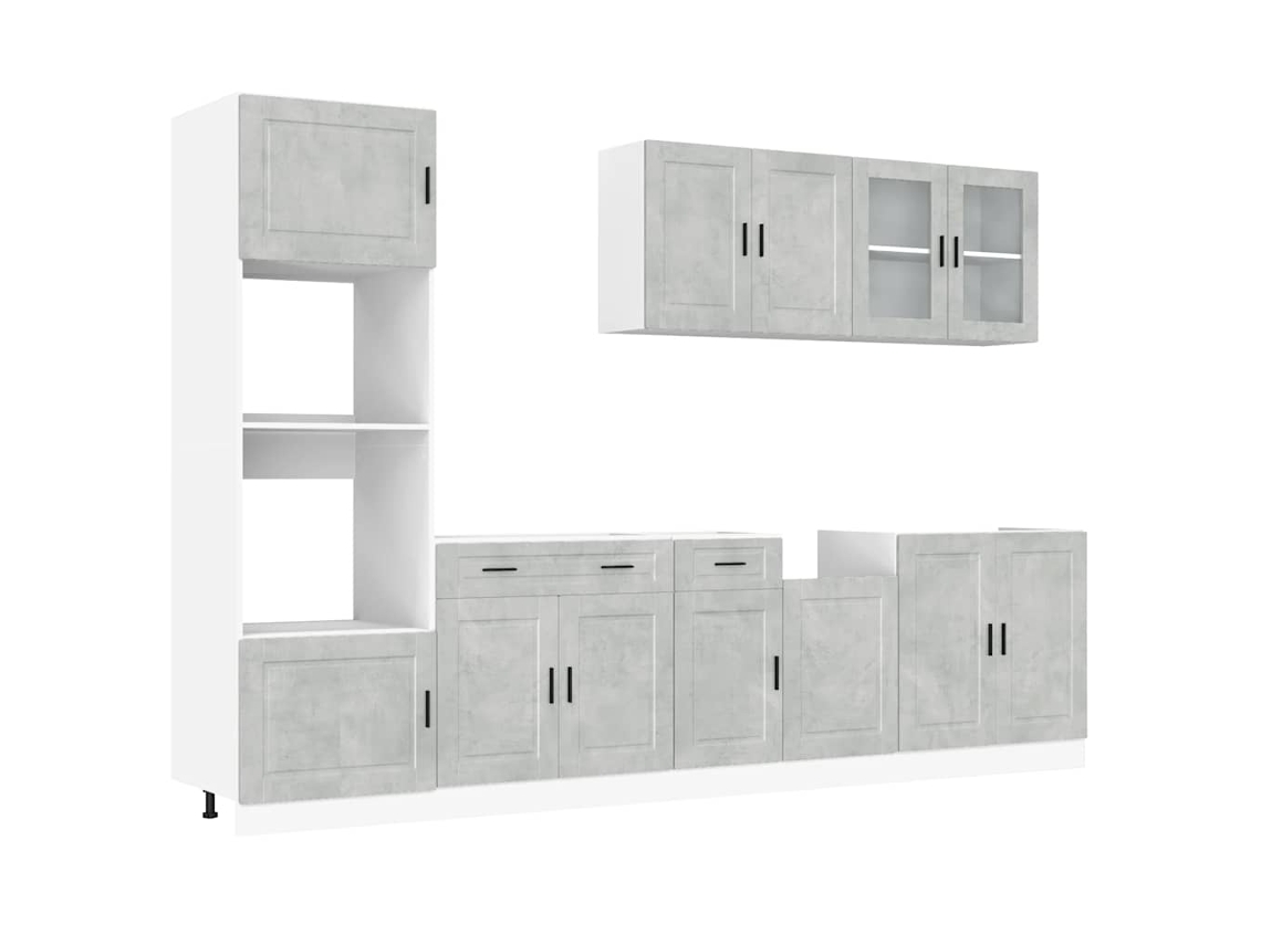 Conjunto de gabinetes de cocina Kalmar gris cemento (7 piezas) EXCLUSIVO DE LA CASA