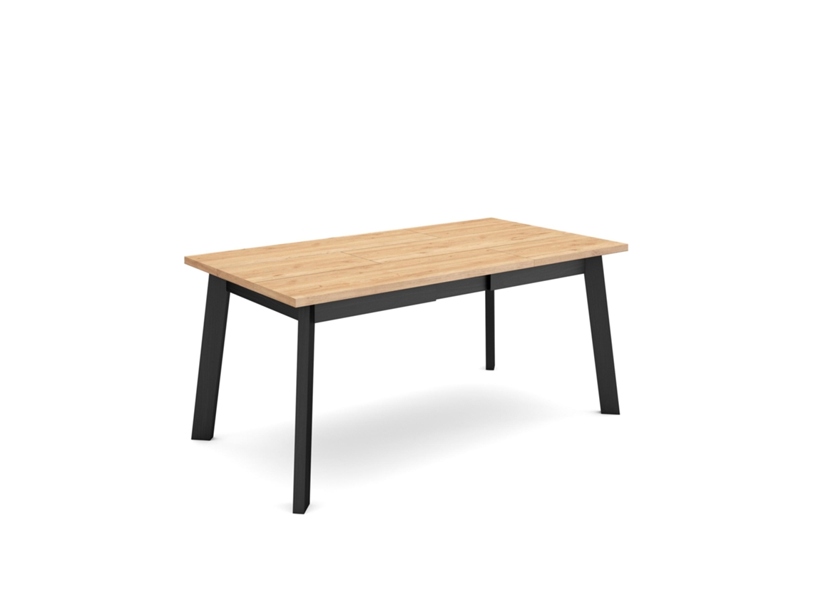 Mesa Comedor, 167xx90x75cm, Para 8 Comensales, Patas De Madera, Roble Y Negro