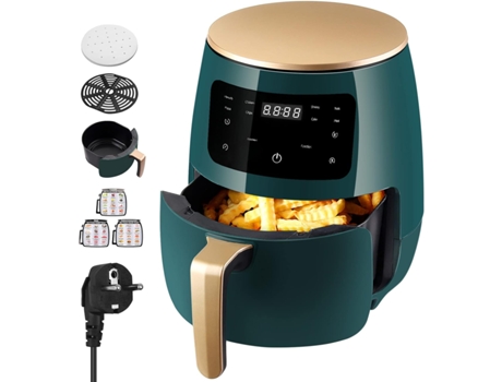 HOMGEN 1400W Freidora de Aire Sin Aceite 4.5L 8 Programas Freidora de Aire NEGRO