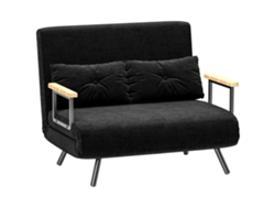 Sofá Cama 4 En 1, 2 Plazas, Plegable, Respaldo Ajustable, 5 Niveles De Firmeza Del Cojín, Negro, 102x73x81cm
