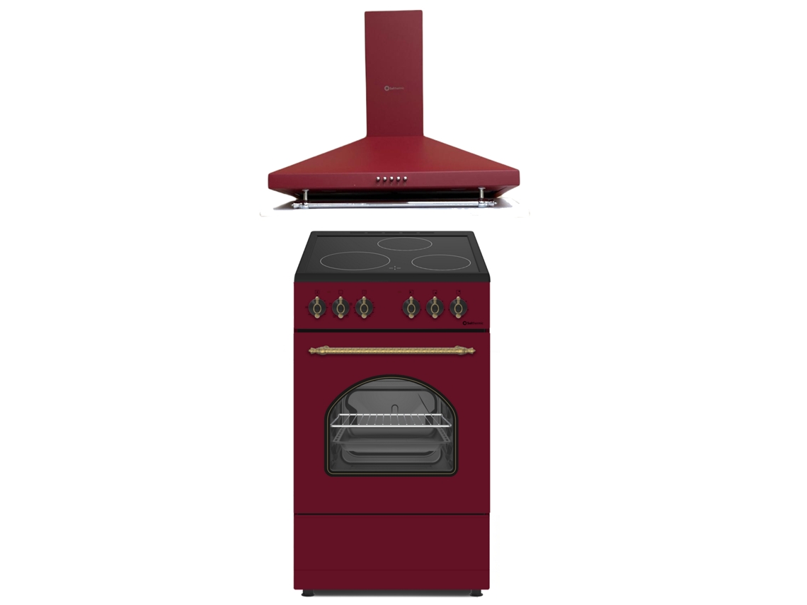 Solthermic® Combo Pack Estufa Vtc Roja Rustica 50x50 Extractor H60p Roja Burdeos