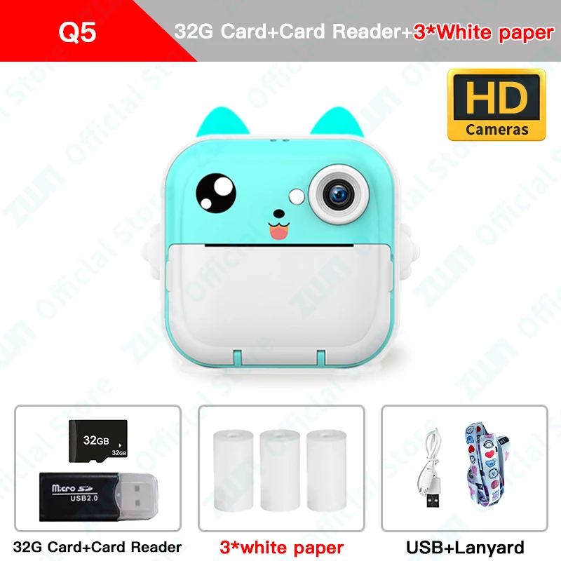 Cámara Digital De Juguete Hd Para Niños, Impresión Instantánea, Incluye Una Tarjeta De Memoria De 32 Gb.