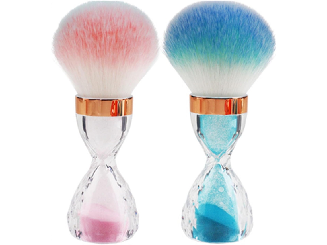Cepillo Para Quitar El Polvo De Las Uñas, Paquete De 2 Unidades Con Mango Transparente En Forma De Reloj De Arena Y Fibras Suaves.