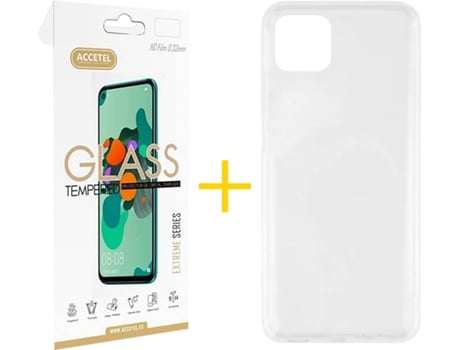 Carcasa + 1 Protector de Vidrio iPhone 13 Mini ACCETEL Silicona Líquido Transparente