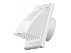 Cobertura de Grelle de Ventilación con Retorno y Rejilla Exterior ABS Blanca 125mm