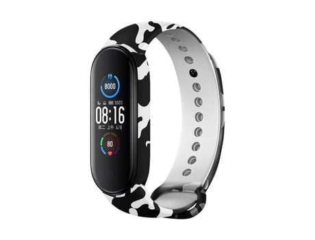 Correa Smartwatch para Xiaomi Mi Band 6/5 Serie Camuflaje Silicona (Negro Blanco)