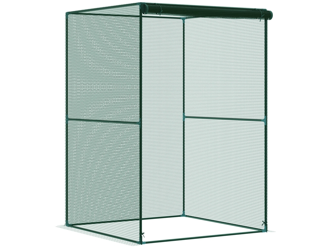 Jaula para plantas de 120x120x180 cm con estructura de acero y color verde para jardín.