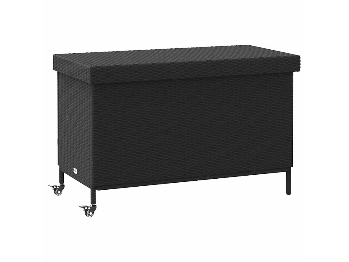 Caja de almacenamiento de jardín con ruedas 110x55x73 cm Mimbre PE Negro EXCLUSIVO MAISON