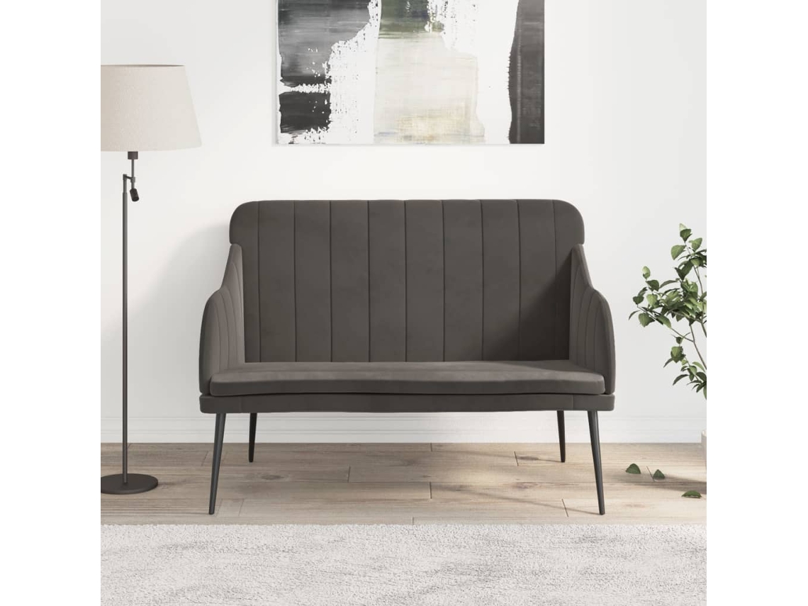 Lovely Home Banco 110X76X80 Cm Terciopelo Gris-Oscuro