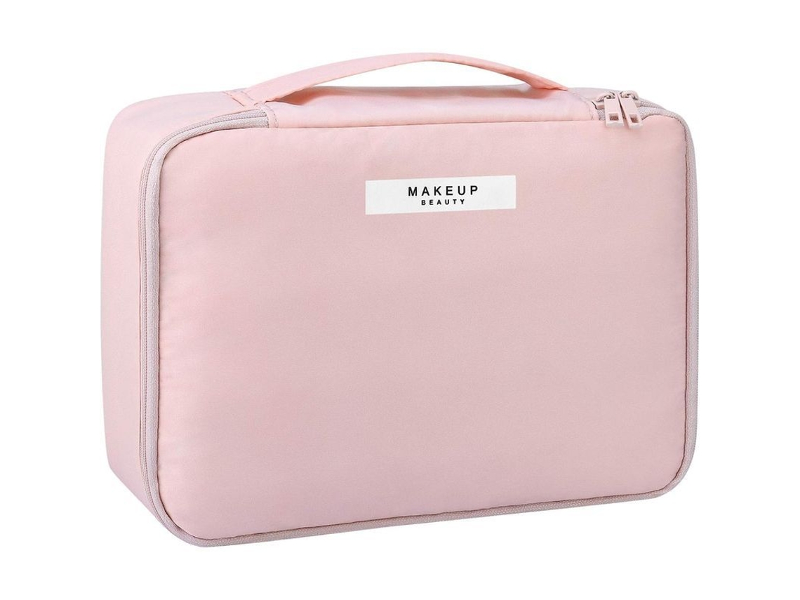 2026-linjou Bolsa De Maquillaje Viaje Grande Impermeable Con Compartimento De Brochas Para Mujer (rosa) Rosa