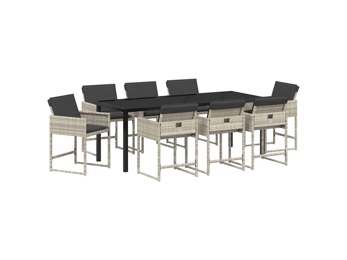 Maison Exclusive - Conjunto De Comedor De Jardín 9 Pcs Gris Claro Ratán Sintético