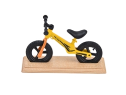 Bicicleta Miniatura De Metal Y Madera Para Decoración De Casas De Muñecas - Amarilla
