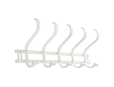 Perchero Pared Madera 5 Brazos Blanco