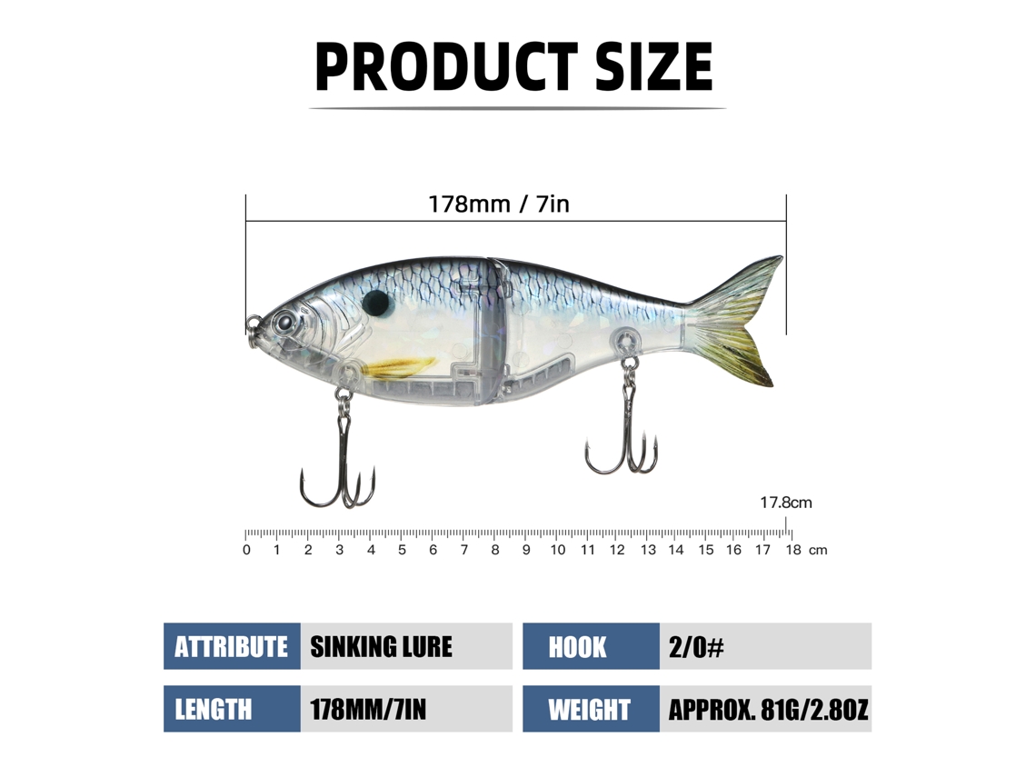 Lures De Pesca Glider Taruor 178mm Bait Articulado Hard Swimbait Con Anzuelos Triples
