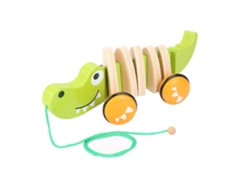 Ats-juguete De Madera Con Cuerda Para Niños Pequeños Crocodilo Walk A Long Juguete De Arrastre