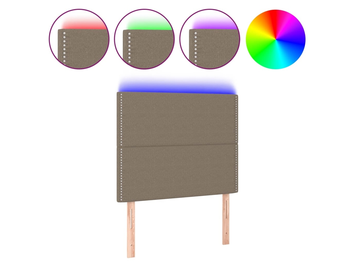 Maison Exclusive - Cabecero Con Luces Led Tela Gris Taupe 90x5x118/128 Cm