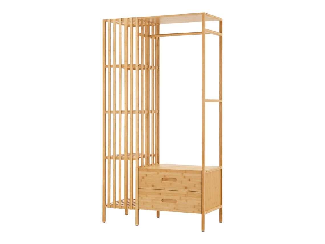 Perchero burro Varanger con 2 cajones bambú 185x100x45 cm - Natural [EN.CASA]