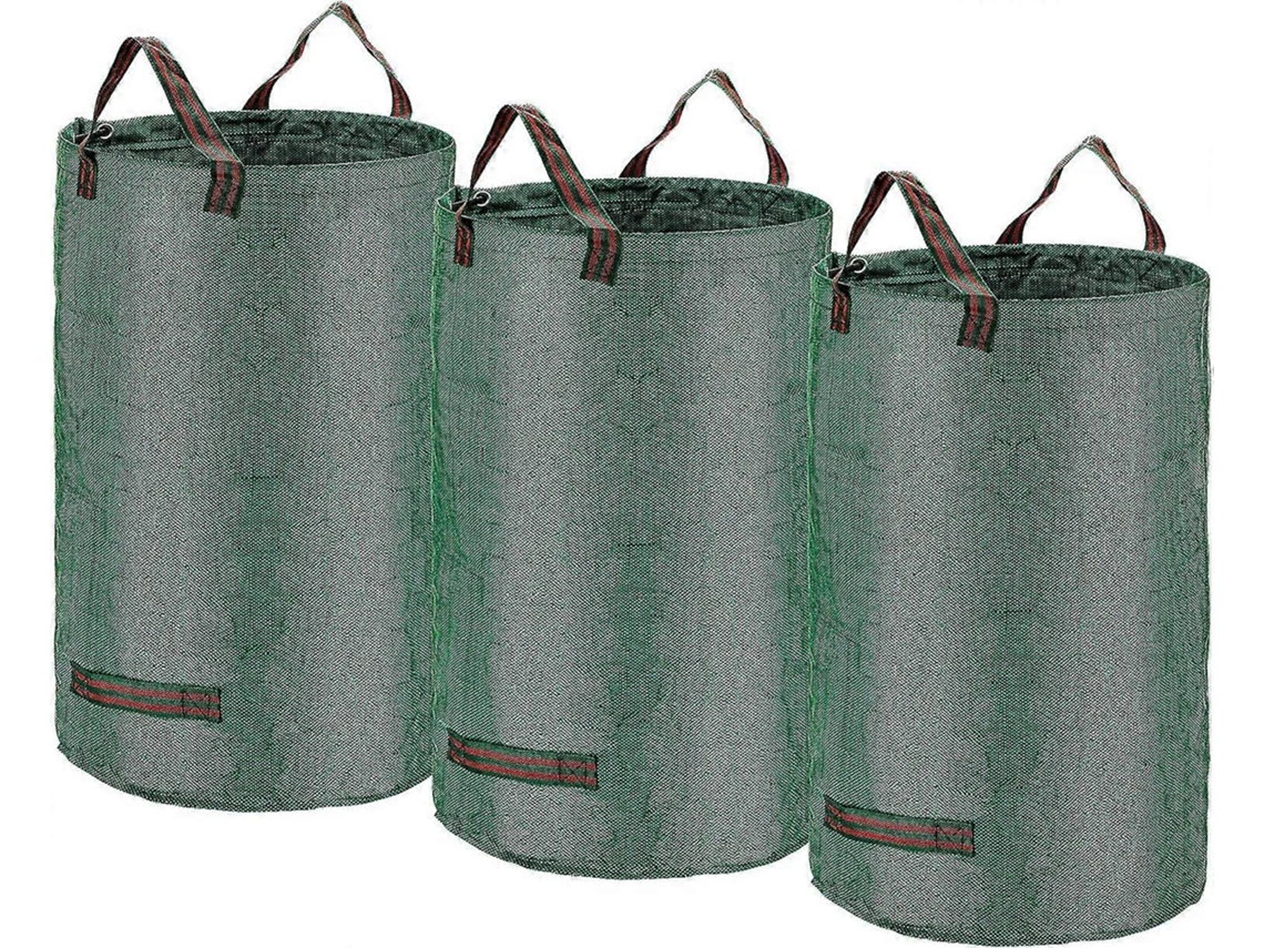 3 Bolsas Jardín 500l Xxl Resistentes, Mango Doble, Autoportantes Y Plegables, Reutilizables, Material Pp Para Residuos Vegetales Y Más