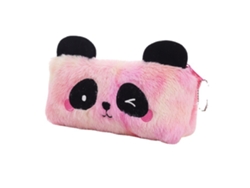 Estuche De Lápices De Peluche Panda Cómico Con Gran Capacidad Funda Suave Para Estudiantes Colegio