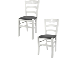 Conjunto de 2 Cadeiras T M C S Cuore 252LBI-PN623 (Branco - 88x43x46 cm - Madeira)