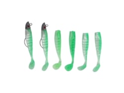 Danu26-6 Piezas Cebo De Pesca Suave Premium Silicona Ecológica Ojos 3d Lifelike Motion Lures Verde Frijol