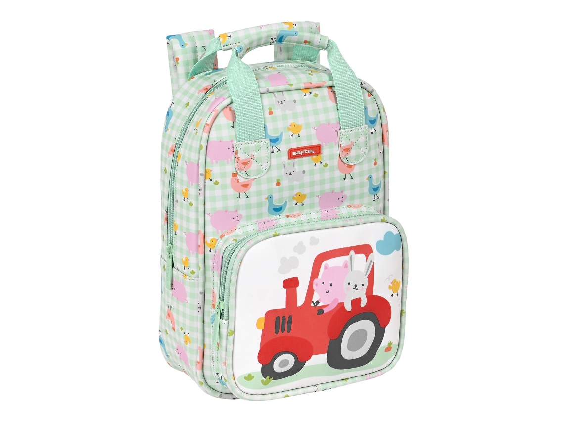 Mochila de La Escuela Sapta Granja Blanca Luz Verde 20 x 28 x 8 cm