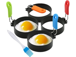 KOFIHETY Mejora tu desayuno con este molde antiadherente de acero inoxidable para huevos. Su diseño a prueba de fugas garantiza huevos perfectamente redondos. 