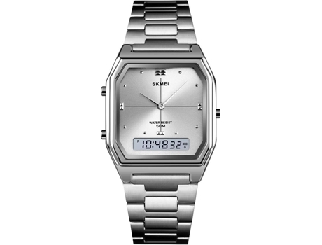 VEANXIN Reloj de pulsera para mujer con correa de acero inoxidable LED cuadrado resistente al agua-Negro