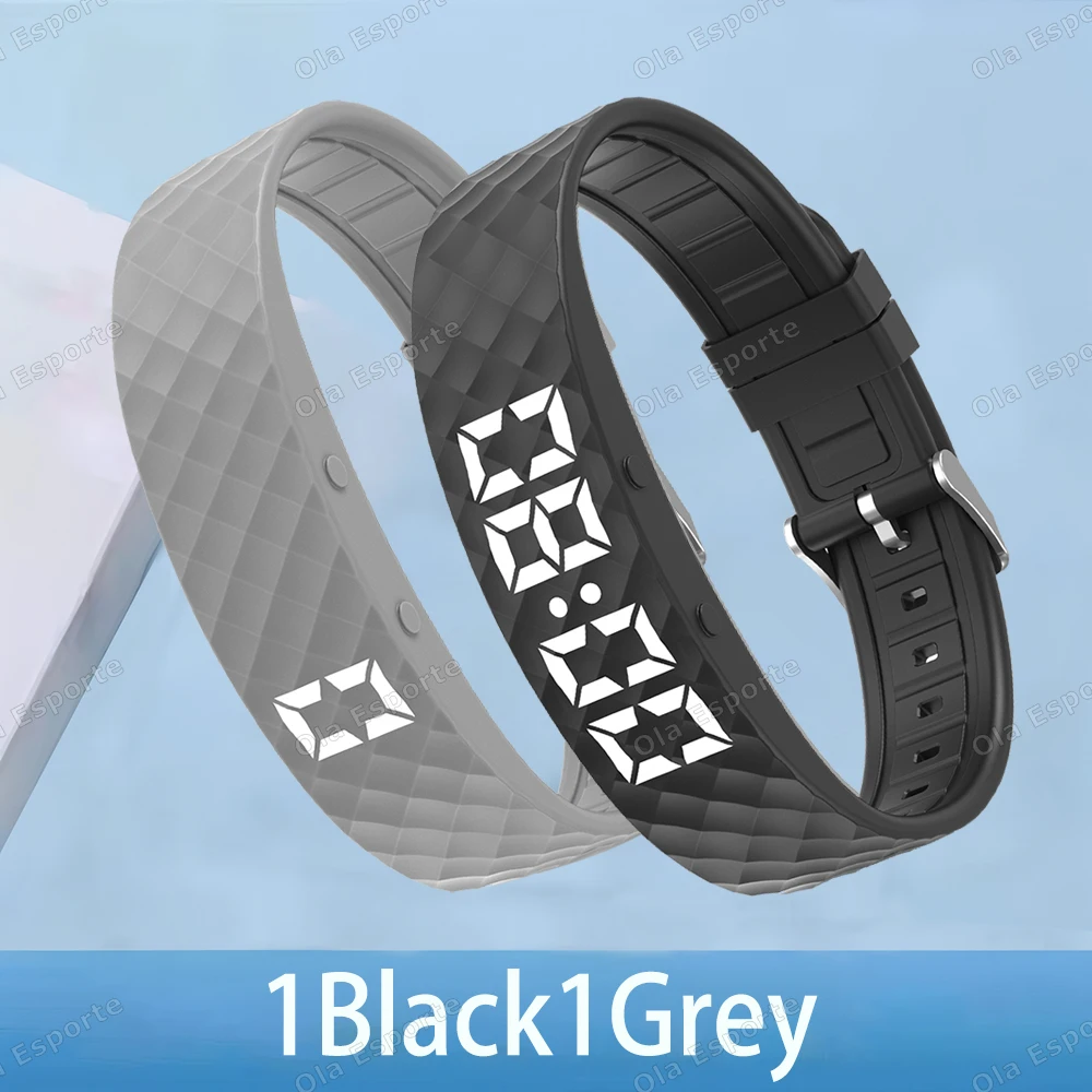 (1 Gris, 1 Negro) Pulsera De Actividad Con Alarma Por Vibración, Monitorización Del Sueño Y Podómetro.