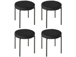 Juego De 4 Taburetes De Comedor Apilables, De Terciopelo Y Metal, Color Negro.