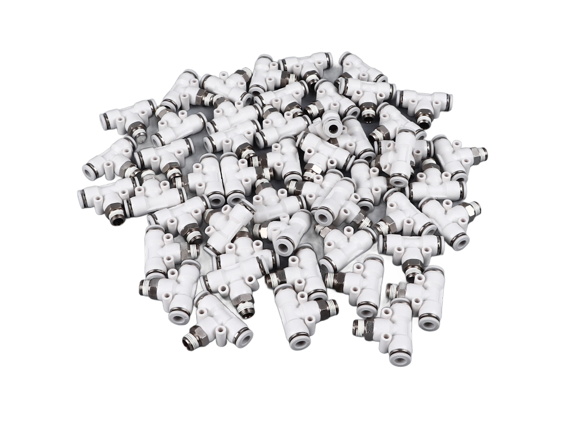 50pcs Conector T De Manguera De Aire 3 Vías Rápido Desconexión Fitting Neumático