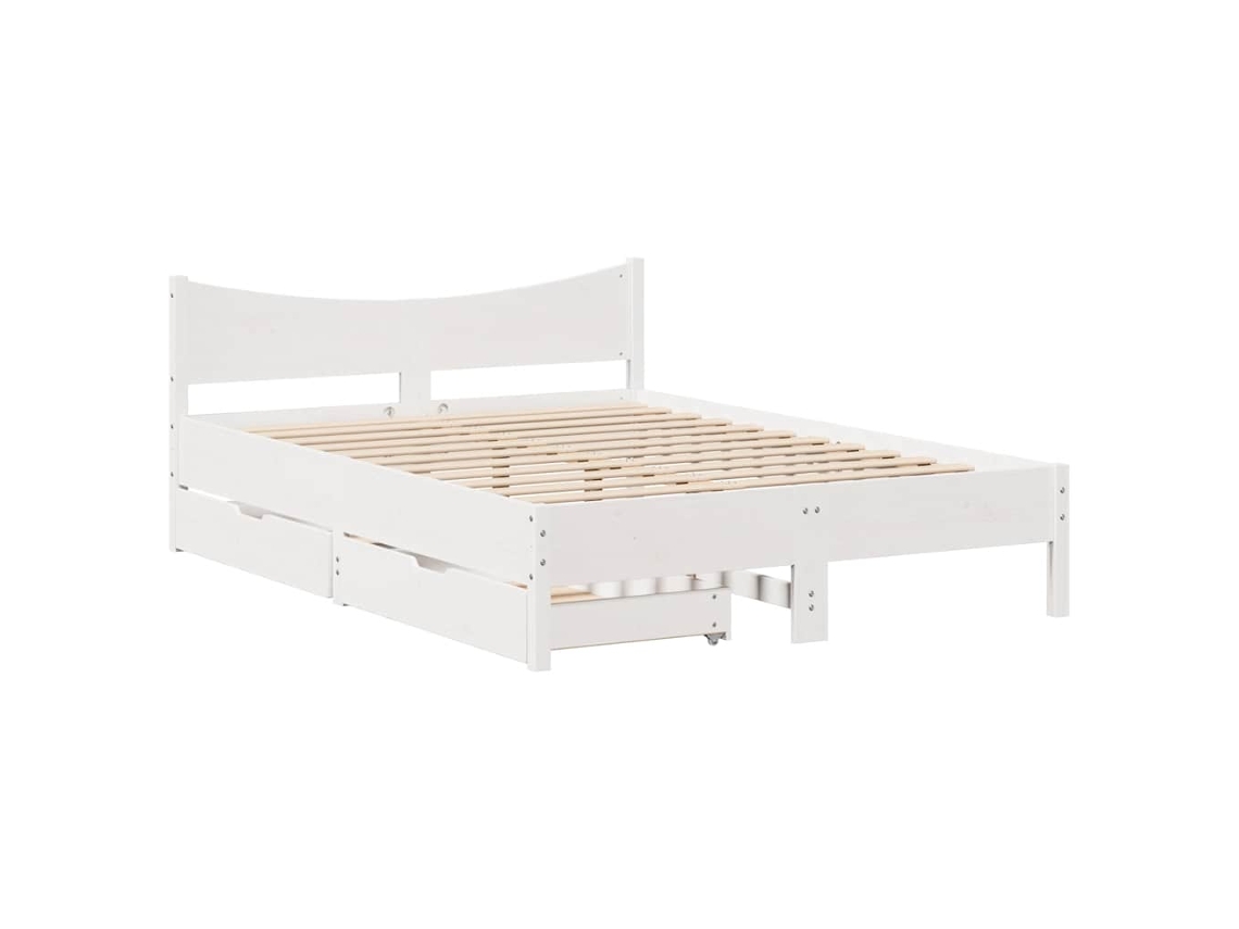 Maison Exclusive - Estructura De Cama Con Cajones Madera De Pino Blanca 140x200 Cm